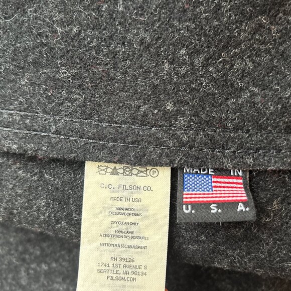 $415 Filson Charcoal Mackinaw Wool Vest Large - XL Made in USA - Picture 10 of 10